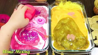 PINK vs GOLD ! Mixing Random Things into GLOSSY Slime ! Satisfying Slime Videos #233