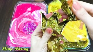 PINK vs GOLD ! Mixing Random Things into GLOSSY Slime ! Satisfying Slime Videos #233