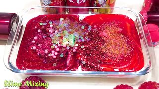 RED COCACOLA Slime ! Mixing Random Things into GLOSSY Slime ! Satisfying Slime Videos #232
