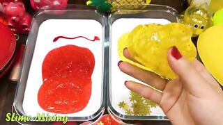 RED vs YELLOW Heart ! Mixing Random Things into GLOSSY Slime ! Satisfying Slime Videos #214