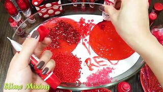 Series RED Slime ! Mixing Random Things into GLOSSY Slime ! Satisfying Slime Videos #208