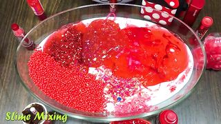 Series RED Slime ! Mixing Random Things into GLOSSY Slime ! Satisfying Slime Videos #208