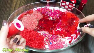 Series RED Slime ! Mixing Random Things into GLOSSY Slime ! Satisfying Slime Videos #208