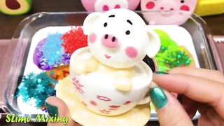 Series PIG Slime ! Mixing Random Things into GLOSSY Slime! Satisfying Slime Videos #186