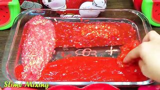 Series RED Strawberry Slime ! Mixing Random Things into CLEAR Slime! Satisfying Slime Videos #154