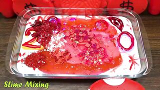 Series RED Slime 2020 ! Mixing Random Things into GLOSSY Slime! Satisfying Slime Videos #150