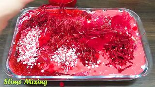 Series RED APPLE Slime ! Mixing Random Things into GLOSSY Slime! Satisfying Slime Videos #128