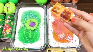 Green 7UP vs Orange Mirinda ! Mixing Random Things into GLOSSY Slime ! Satisfying Slime Videos #126