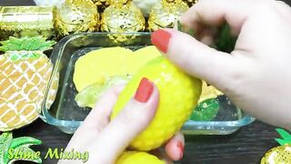 Series GOLD PINEAPPLE Slime ! Mixing Random Things into CLEAR Slime! Satisfying Slime Videos #124