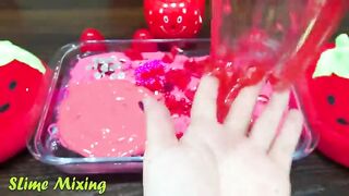 Series RED STRAWBERY Slime ! Mixing Random Things into CLEAR Slime! Satisfying Slime Videos #123