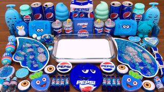 Series BLUE PEPSI Slime ! Mixing Random Things into GLOSSY Slime! Satisfying Slime Videos #102