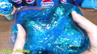 Series BLUE PEPSI Slime ! Mixing Random Things into GLOSSY Slime! Satisfying Slime Videos #102