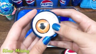 Series BLUE PEPSI Slime ! Mixing Random Things into GLOSSY Slime! Satisfying Slime Videos #102