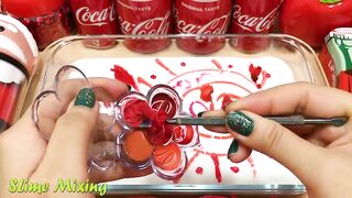 Series RED COCA COLA Slime ! Mixing Random Things into GLOSSY Slime! Satisfying Slime Videos #100
