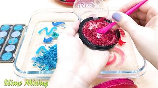 Blue vs Red ! Mixing Makeup Eyeshadow into Clear Slime! Special Series #161 Satisfying Slime