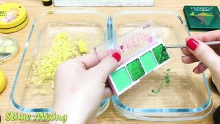 Green vs Yellow ! Bee - Mixing Makeup Eyeshadow into Clear Slime! Special Series #147 Satisfying