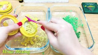 Green vs Yellow ! Bee - Mixing Makeup Eyeshadow into Clear Slime! Special Series #147 Satisfying