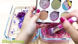 Mixing Makeup Eyeshadow into Clear Slime! Special Series #29 PURPLE vs PINK Satisfying Slime Videos