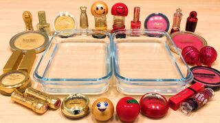 Special Series #11 RED vs GOLD | Mixing Makeup Eyeshadow into Clear Slime ! Satisfying Slime Videos