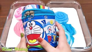 Special Series #9 DOREAMON PINK vs BLUE | Mixing Random Things into GLOSSY Slime | Slime mixing