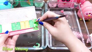 Special Series #5 PINK vs GREEN | Mixing Random Things into Clear Slime | Satisfying Slime Videos