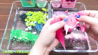 Special Series #5 PINK vs GREEN | Mixing Random Things into Clear Slime | Satisfying Slime Videos