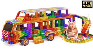 ASMR | How To Make Amazing Double Decker Bus  Has Playground For Hamster From Magnetic Balls