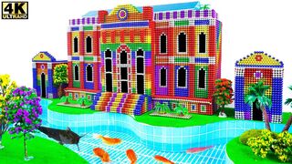 افعلها بنفسك - كيفية بناء منزل قصر مذهل به حمام سباحة وسمك ذهبي من كرات مغناطيسية | WOW Magnet