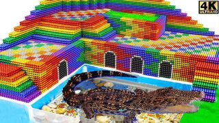 DIY - How To Build Swimming Pool Playground For Crocodile With Magnetic Balls - WOW Magnet