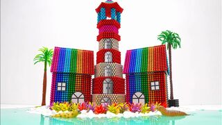 DIY How To Make Rainbow Beacon House with Magnetic Balls Slime Kinetic Sand