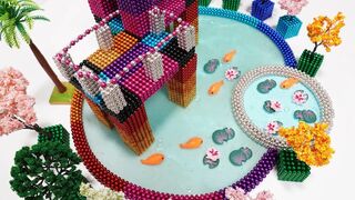 DIY How To Make Rainbow House with Swimming Pool from Magnetic Balls and Slime | Magnetic Toy (ASMR)
