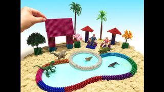 DIY - How to make rainbow swimming pool with magnetic balls, kinetic sand and slime | Magnetic Toy