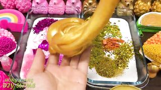 PINK vs GOLD! Mixing Random into GLOSSY Slime ! Satisfying Slime Video #1236
