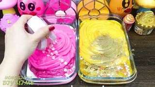 DONUT CAKE PINK vs GOLD! Mixing Random into GLOSSY Slime ! Satisfying Slime Video #1155