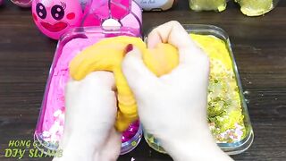 DONUT CAKE PINK vs GOLD! Mixing Random into GLOSSY Slime ! Satisfying Slime Video #1155