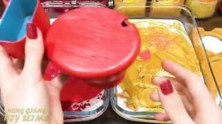 RED vs GOLD! Mixing Random into GLOSSY Slime ! Satisfying Slime Video #1137