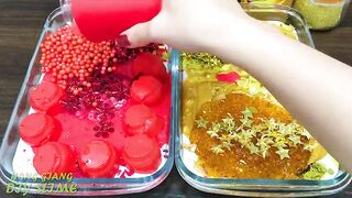 RED vs GOLD! Mixing Random into GLOSSY Slime ! Satisfying Slime Video #1137