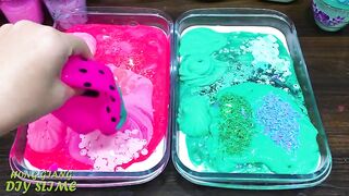 PINK vs MINT! Mixing Random into GLOSSY Slime ! Satisfying Slime Video #1134