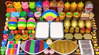 RAINBOW vs GOLD! Mixing Random into GLOSSY Slime ! Satisfying Slime Video #1127