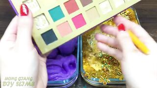 PURPLE vs GOLD! Mixing Random into GLOSSY Slime ! Satisfying Slime Video #1123