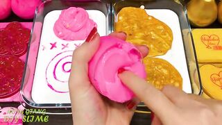 PINK vs GOLD! Mixing Random into GLOSSY Slime ! Satisfying Slime Video #1115