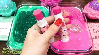 MINT vs PINK! Mixing Random into GLOSSY Slime ! Satisfying Slime Video #1110