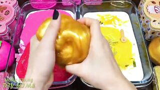 PINK vs GOLD! Mixing Random into GLOSSY Slime ! Satisfying Slime Video #1101