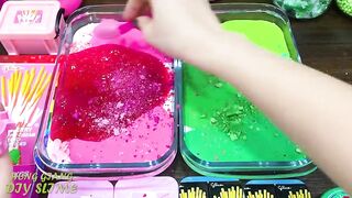 POCKY PINK vs GREEN! Mixing Random into GLOSSY Slime ! Satisfying Slime Video #1099