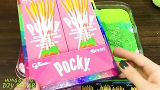 POCKY PINK vs GREEN! Mixing Random into GLOSSY Slime ! Satisfying Slime Video #1099