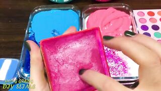 BLUE vs PINK! Mixing Random into GLOSSY Slime ! Satisfying Slime Video #1098