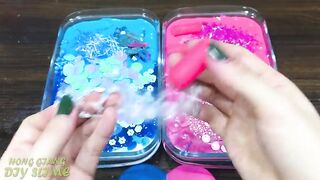 BLUE vs PINK! Mixing Random into GLOSSY Slime ! Satisfying Slime Video #1098