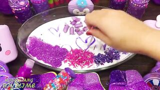 PURPLE Slime! Mixing Random into GLOSSY Slime ! Satisfying Slime Video #1097