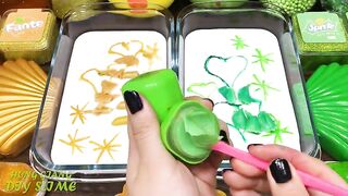 GOLD vs GREEN! Mixing Random into GLOSSY Slime ! Satisfying Slime Video #1096