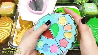 GOLD vs GREEN! Mixing Random into GLOSSY Slime ! Satisfying Slime Video #1096